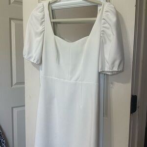 Elegant White Puff Sleeve Dress